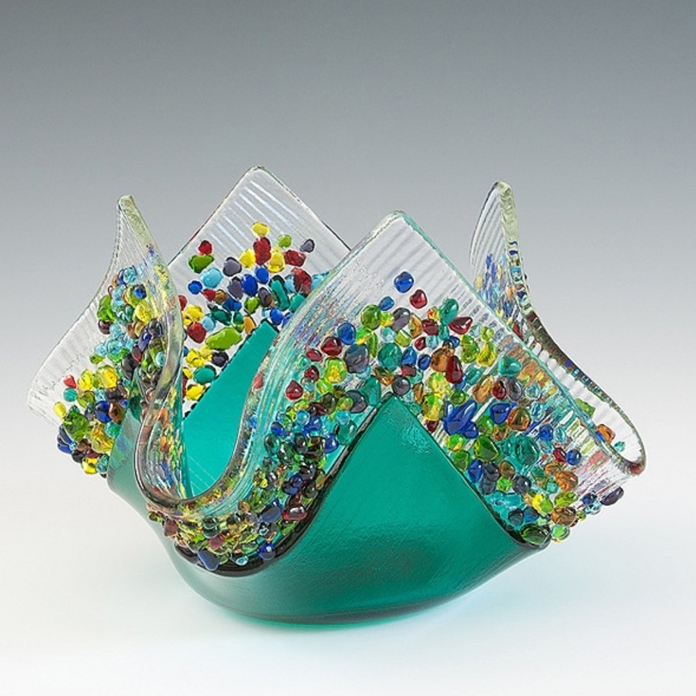 NEW Hand Made Confetti Glass Candle Holder